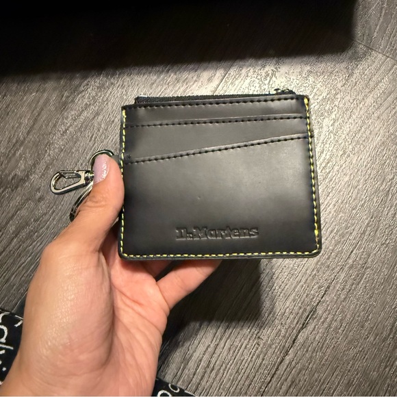 Dr. Martens Accessories - Dr. Martens Black Leather Card & Key Wallet with Yellow Stitching